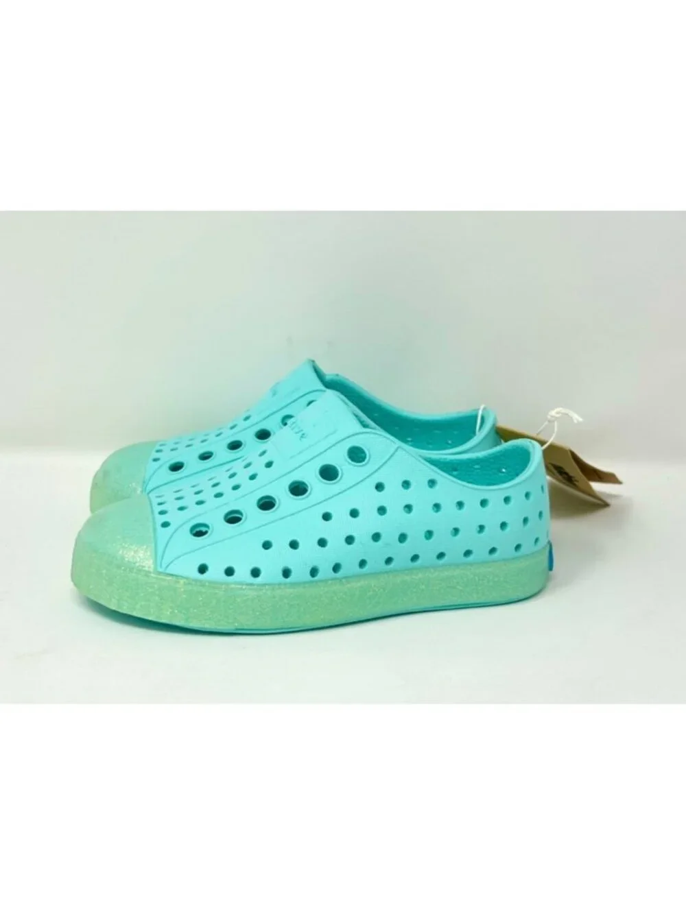 Native Shoes Kids Jefferson Bling Glitter Sherbet Blue Bling J1 Lightweight EVA